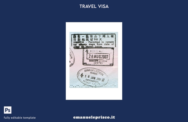 modello di francobolli per visto di Hong Kong in stile verificato